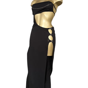 Black stretchy backless maxi dress (S/M)
