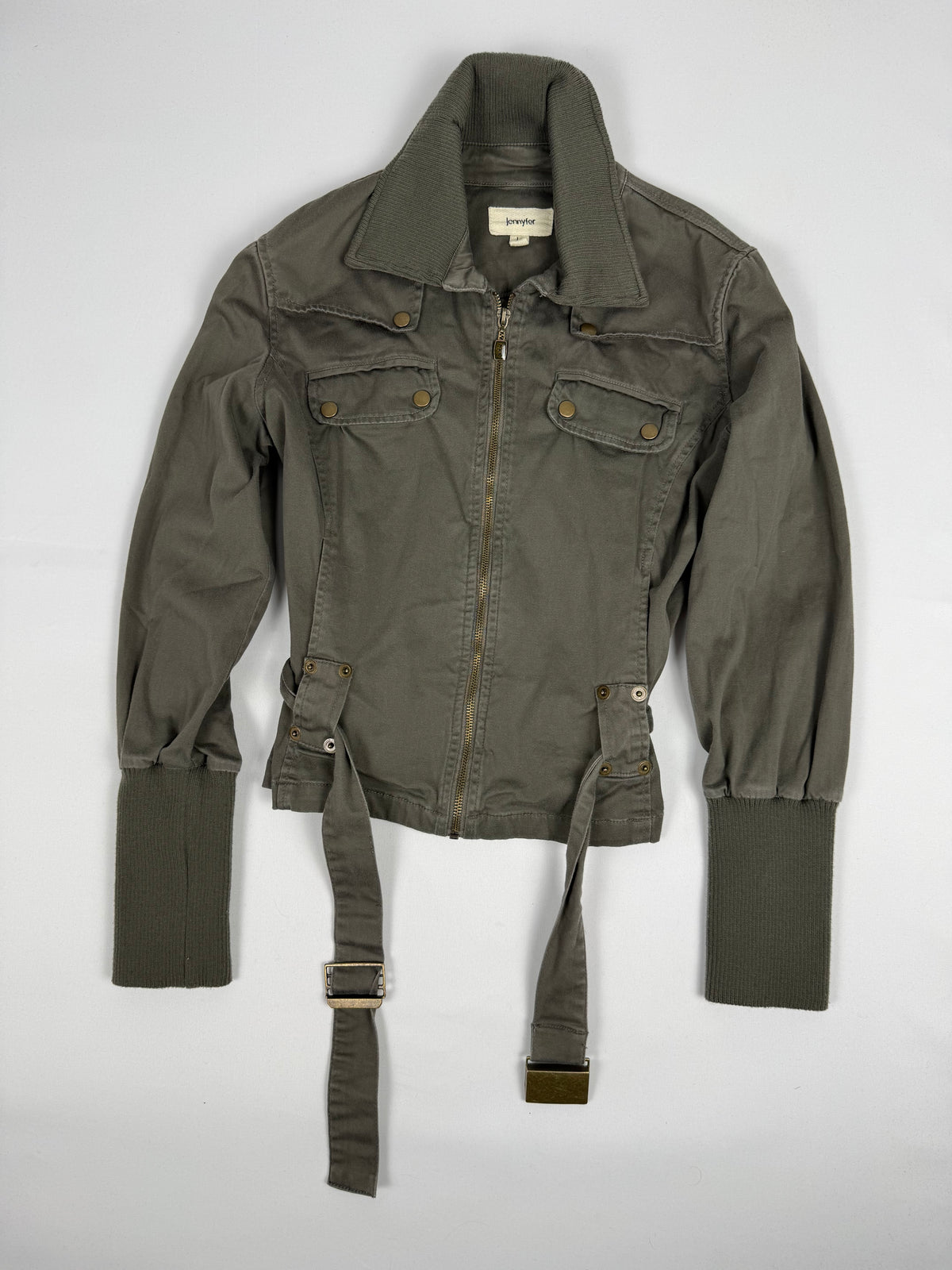 Khaki 100% cotton tight fit jacket (L)