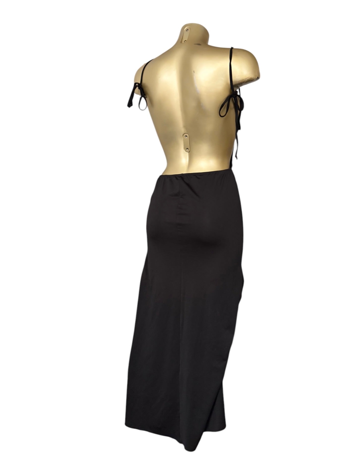 Black stretchy backless maxi dress (S/M)