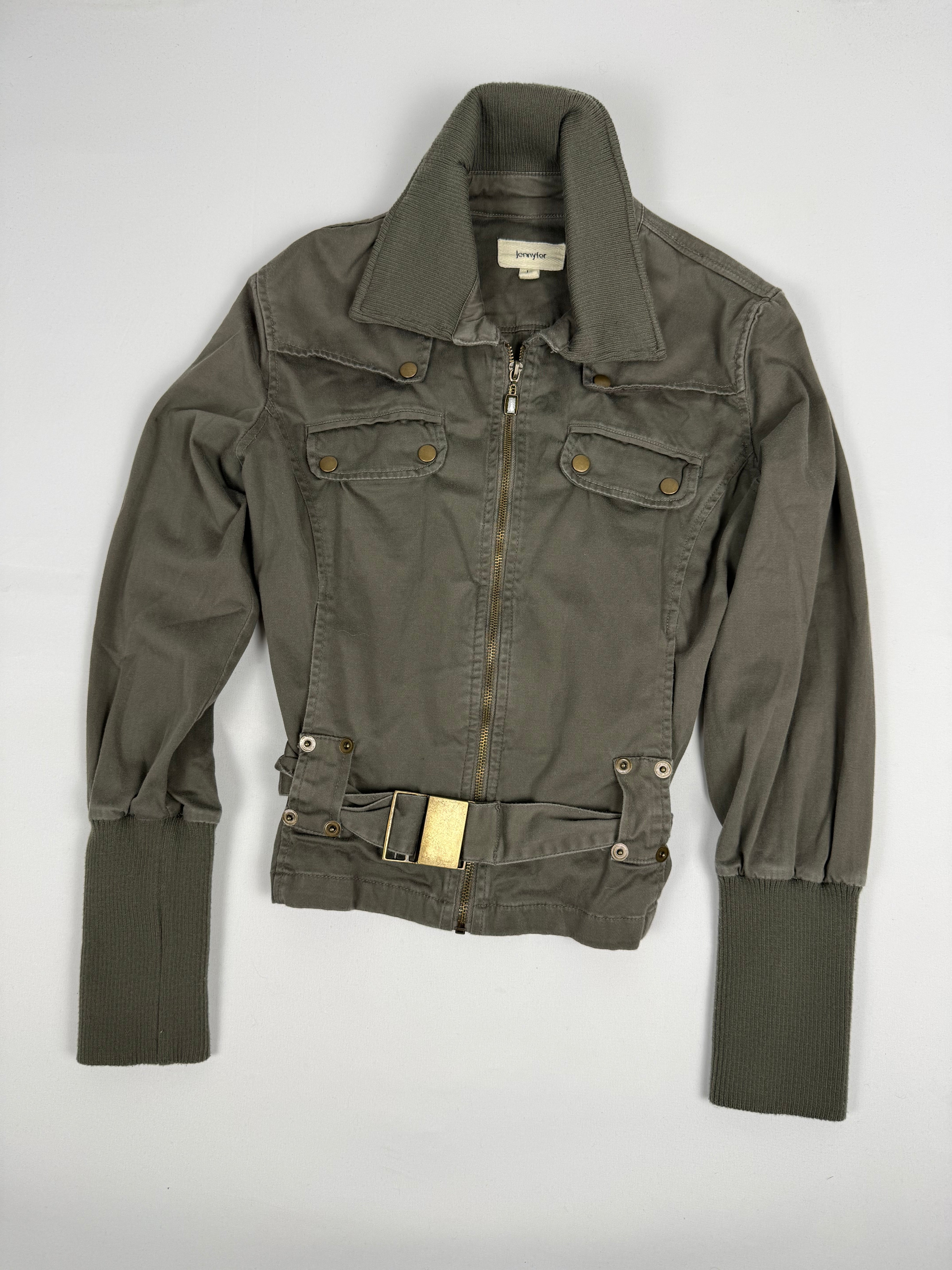 Khaki 100% cotton tight fit jacket (L)
