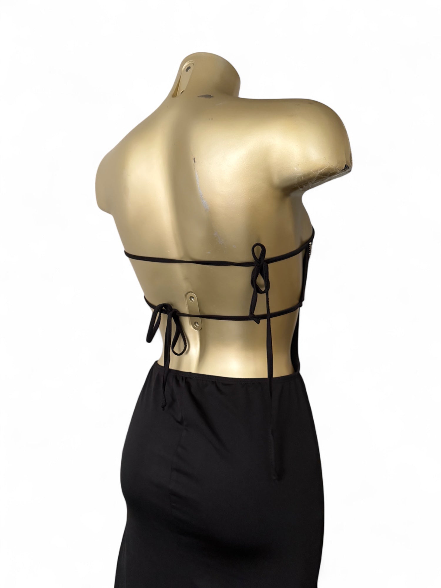 Black stretchy backless maxi dress (S/M)