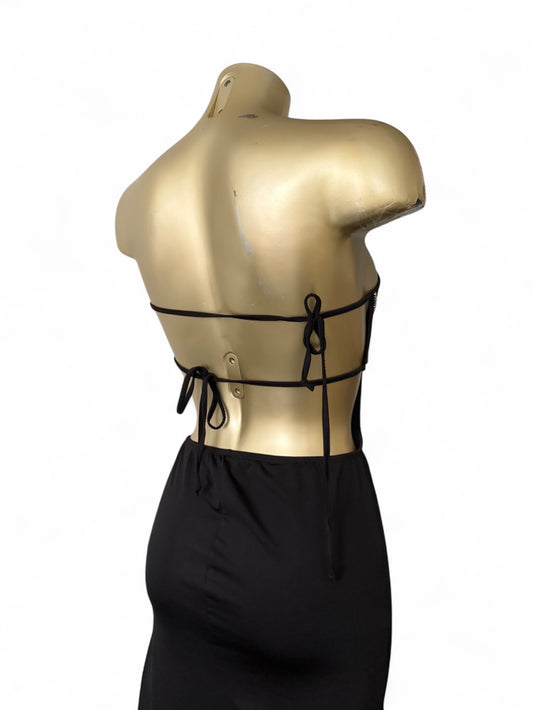 Black stretchy backless maxi dress (S/M)
