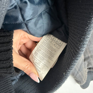 Grey cotton zip up hooded biker jacket (M)