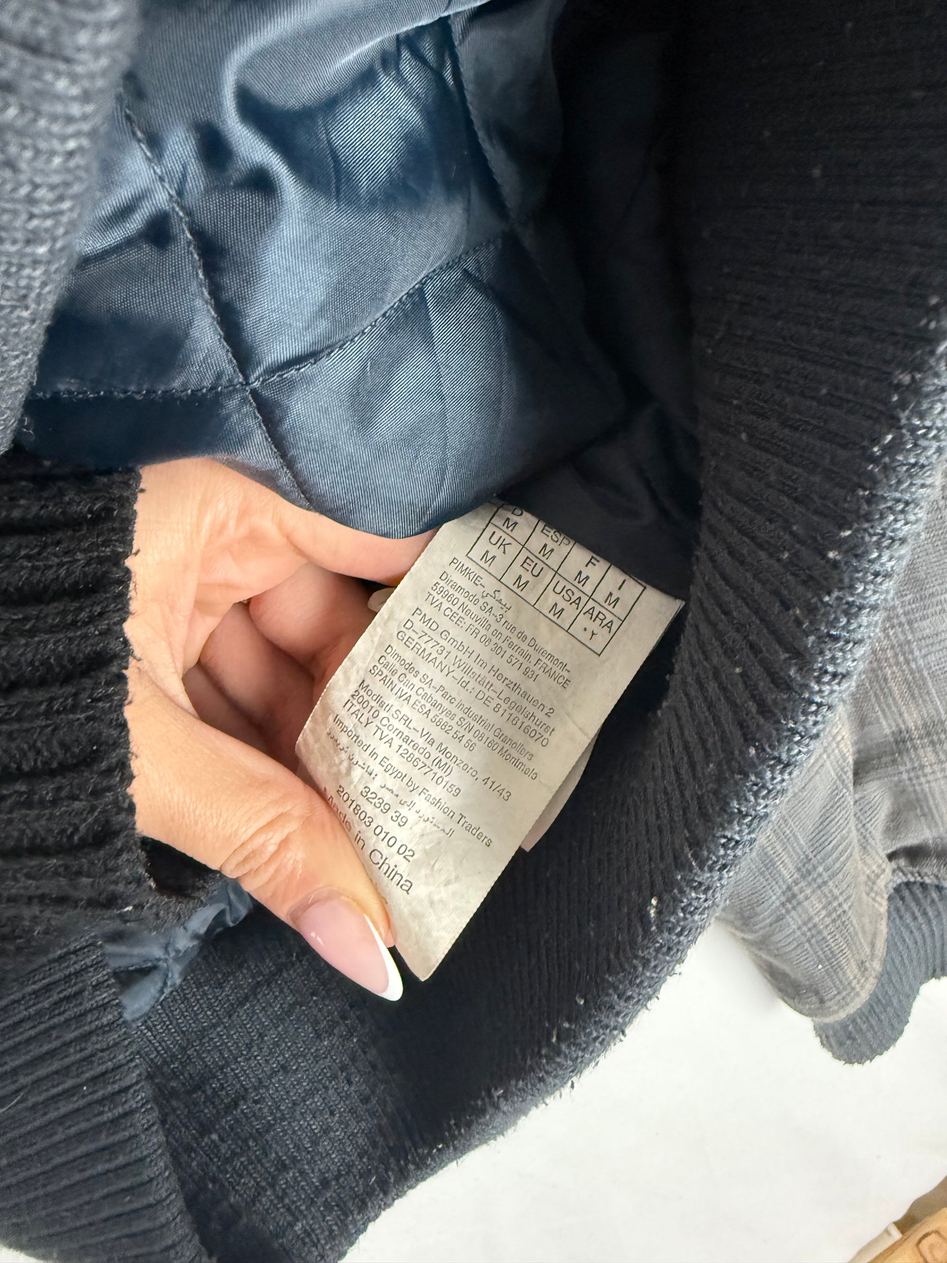 Grey cotton zip up hooded biker jacket (M)