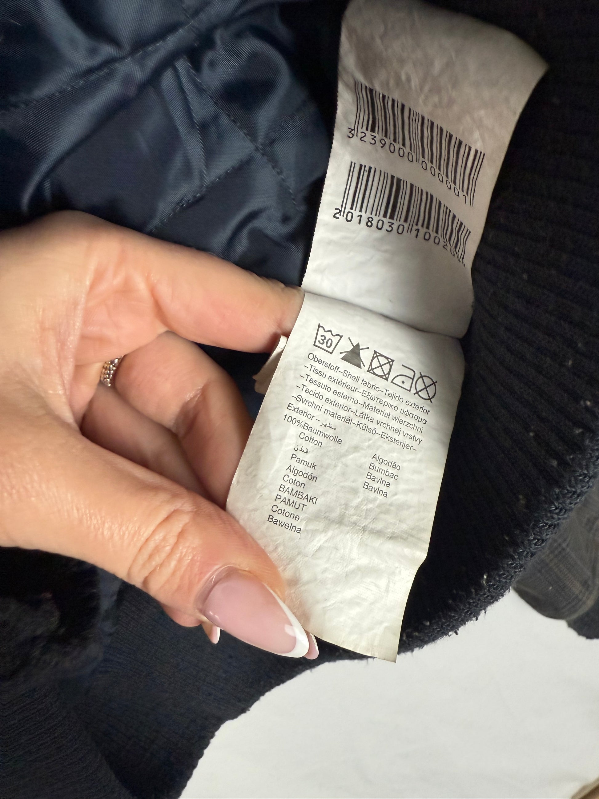 Grey cotton zip up hooded biker jacket (M)