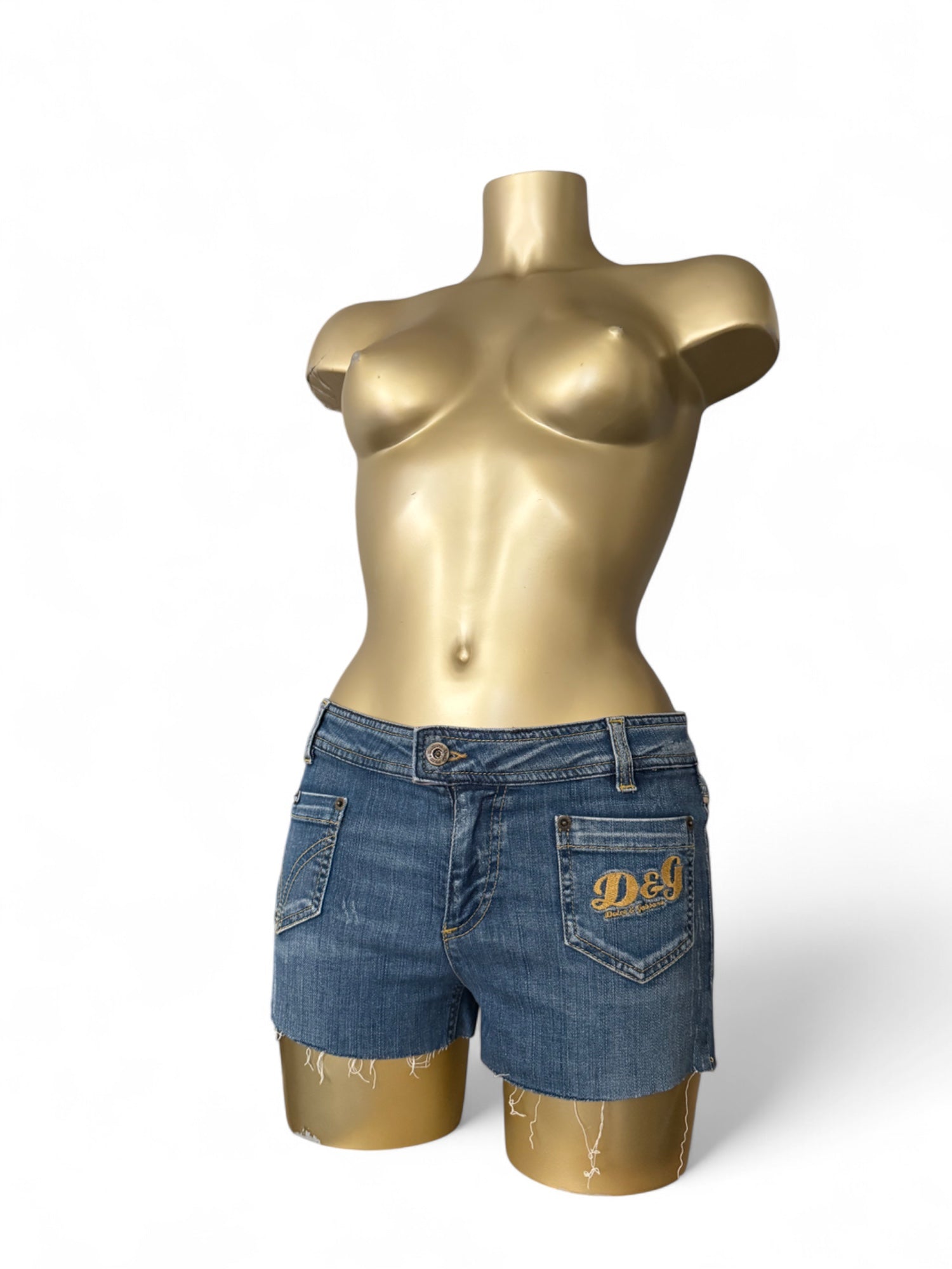 Blue denim low rise mini short (XS)