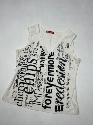 White graphic print tank top (S)