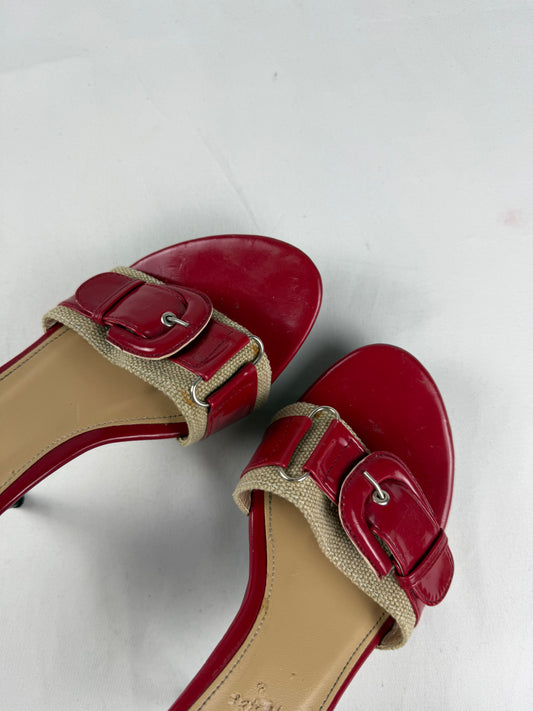 Red open toes heels mules (36)
