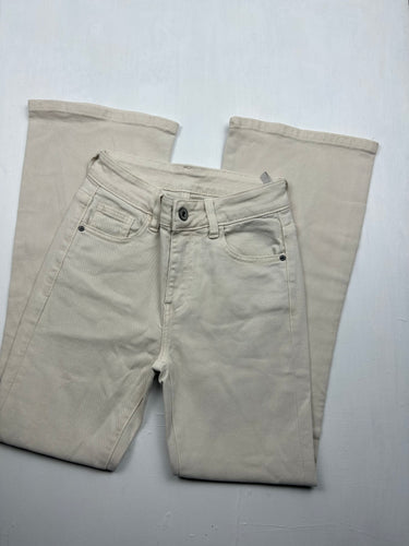 Beige mid waist flare denim pants (XS)
