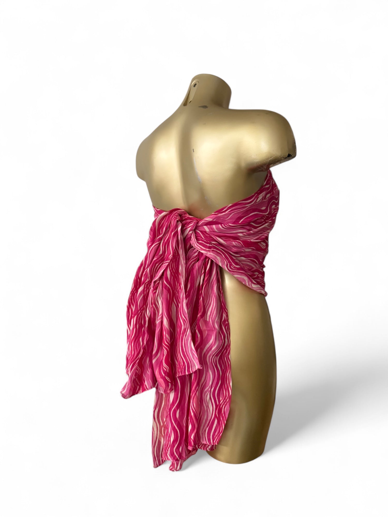 Pink graphic mesh multiway pareo tie up mini skirt / top (172x104cm)