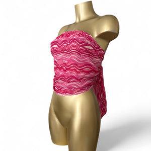 Pink graphic mesh multiway pareo tie up mini skirt / top (172x104cm)