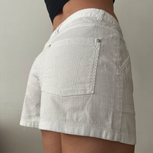 White denim mid rise mini short (M)