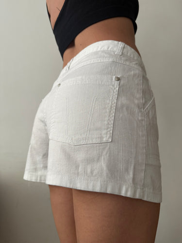 White denim mid rise mini short (M)