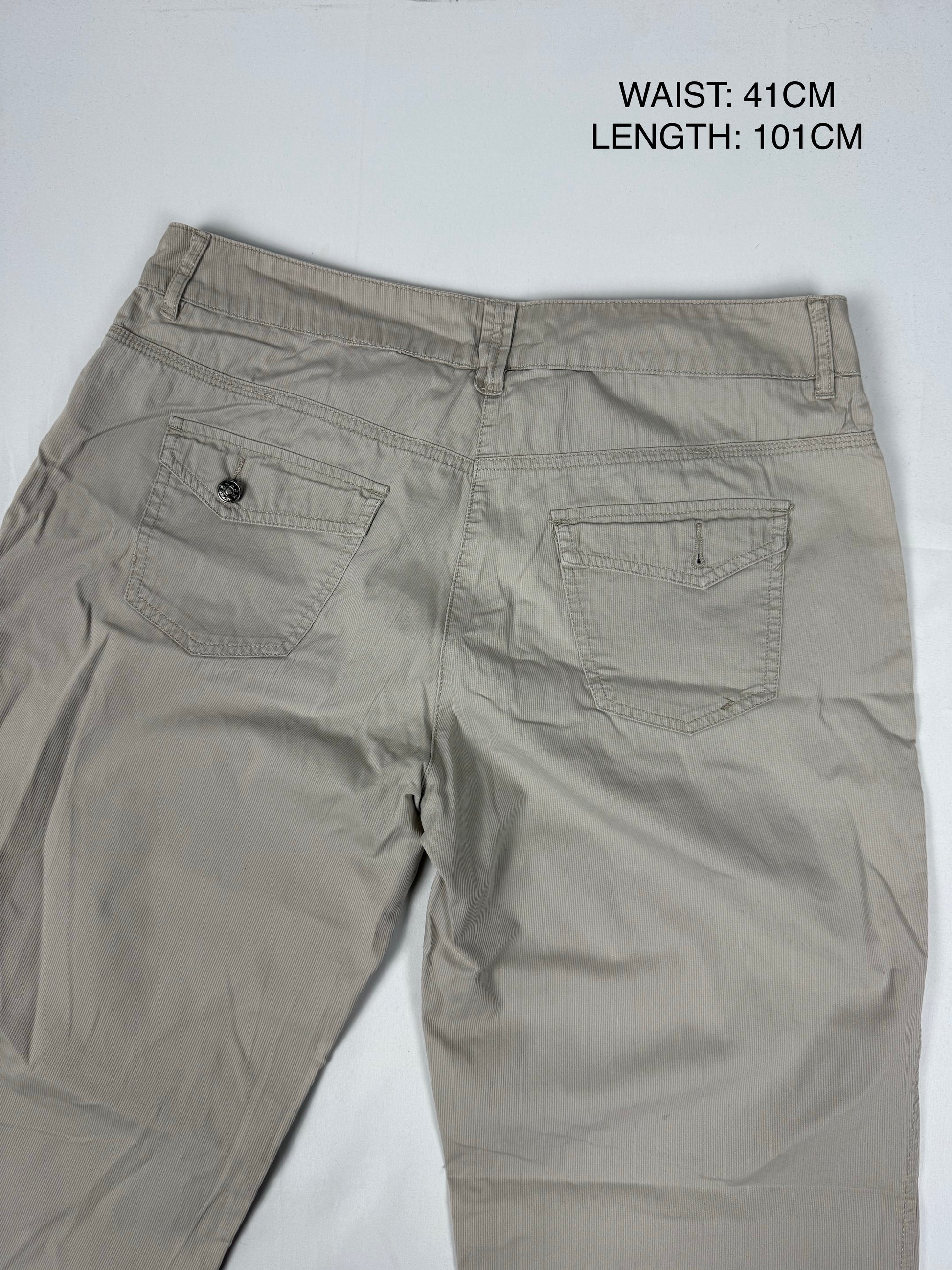 Beige cotton low rise baggy pants (L)