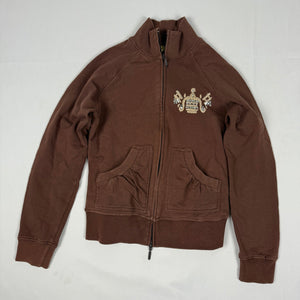 Brown embroidered logo cotton sweatshirt (S/M)