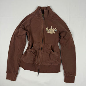 Brown embroidered logo cotton sweatshirt (S/M)