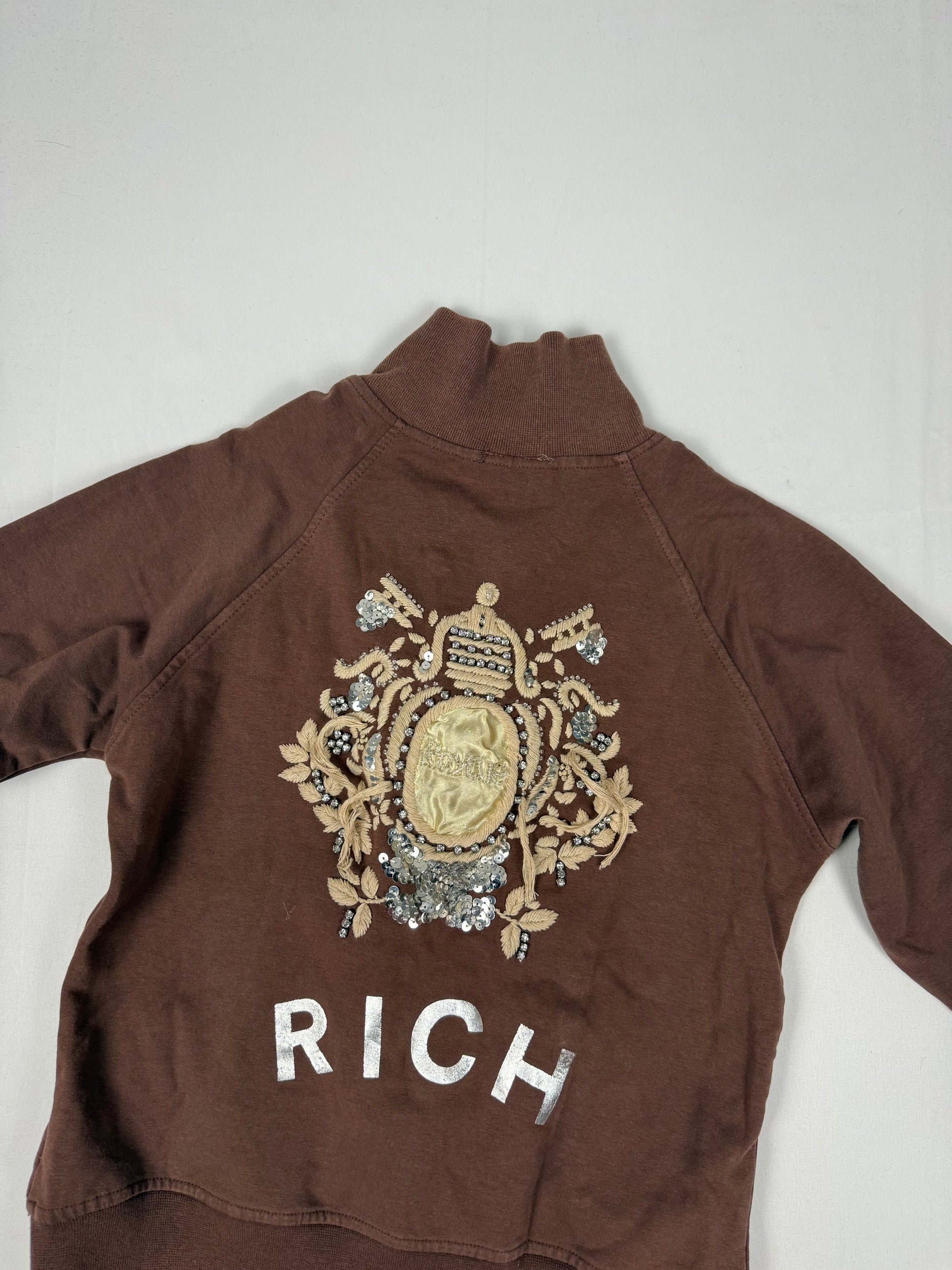 Brown embroidered logo cotton sweatshirt (S/M)