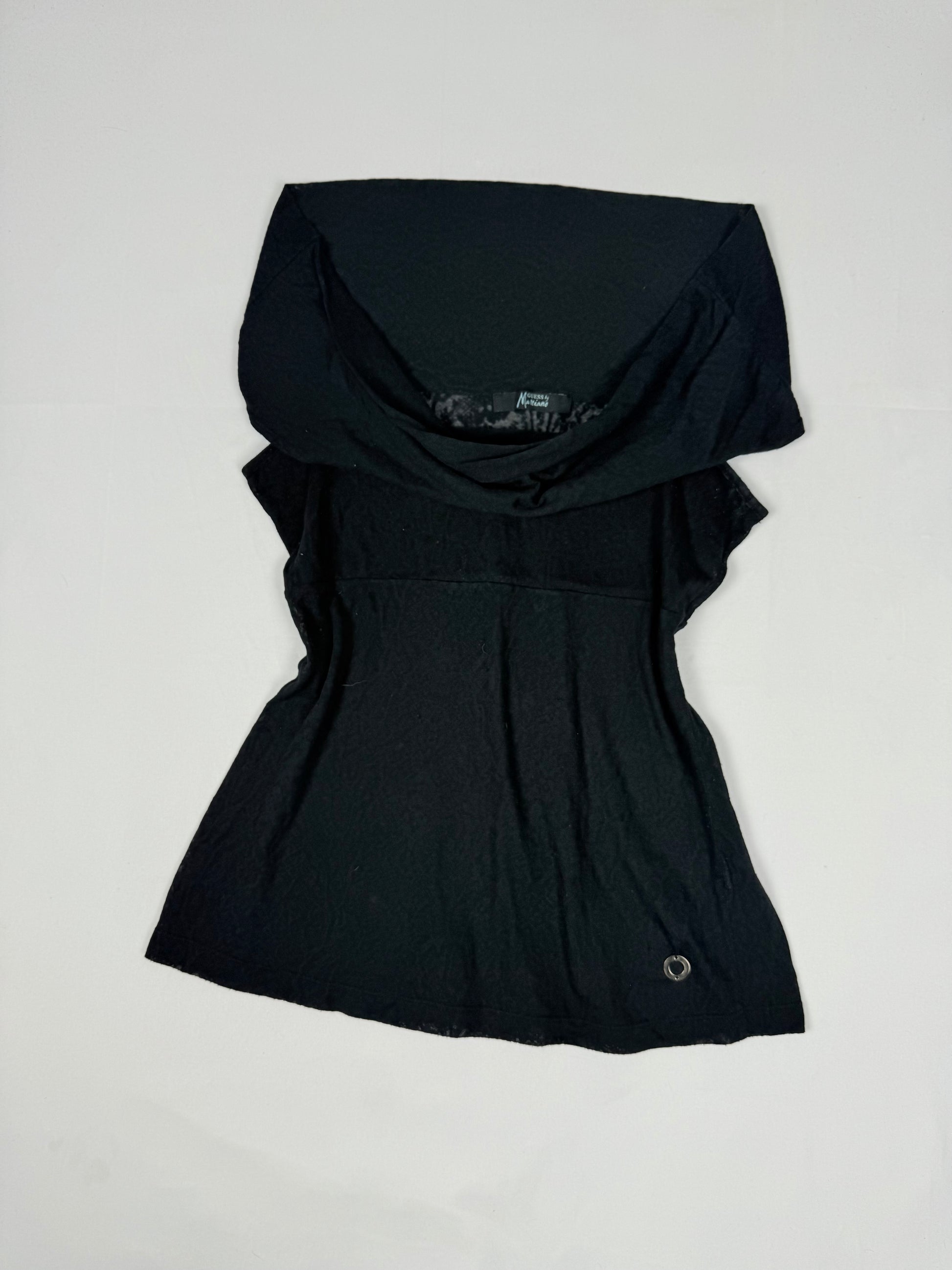 Black off shoulders cotton tight fit top (M)