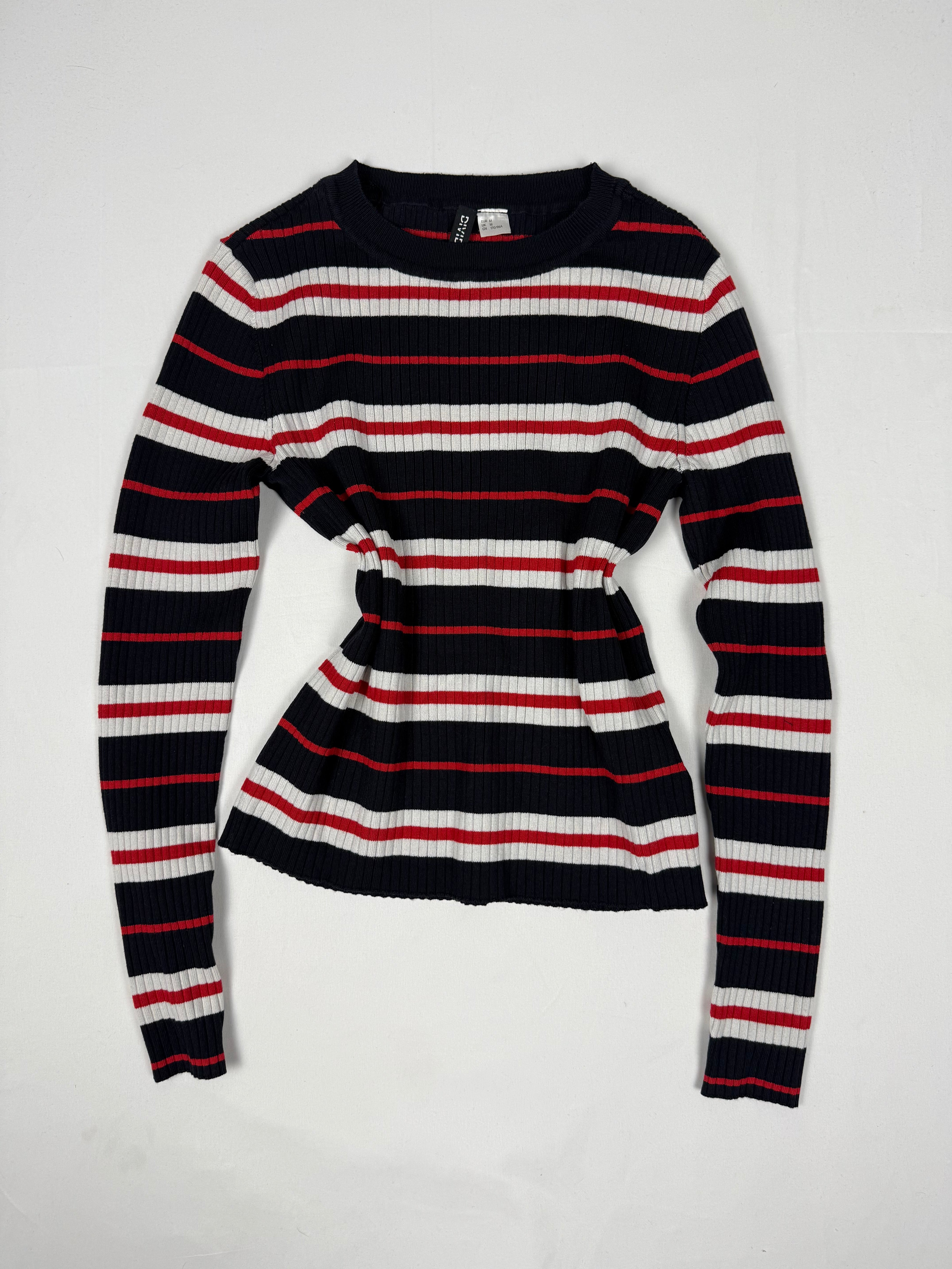 Black & red striped long sleeves top (M)