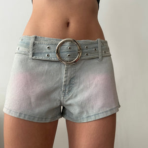Blue denim low rise mini short with belt (M/L)