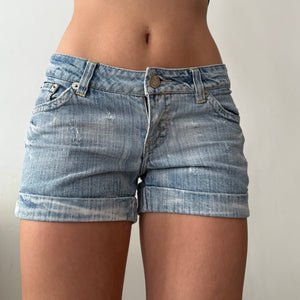 Blue denim low rise mini short (S)