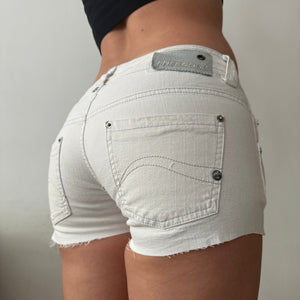 White denim low rise mini short (XS/S)