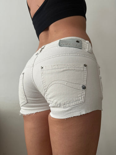 White denim low rise mini short (XS/S)