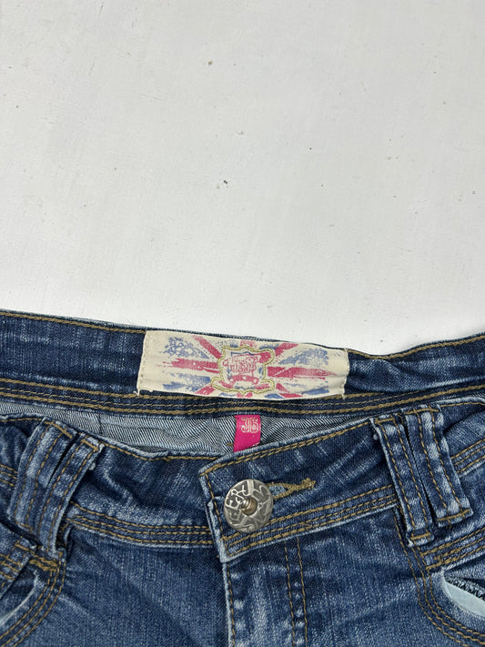 Blue denim  low rise mini short (S)
