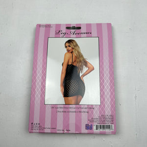 Black stretchy lace babydoll cami dress + thong set (S/M)