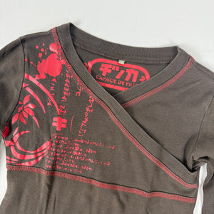 Cotton graphic tight fit long sleeves top (XS)