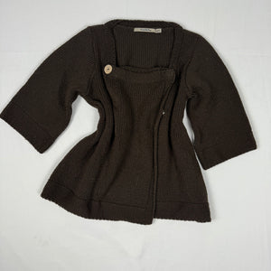 Khaki square neck cardigan jumper (S)