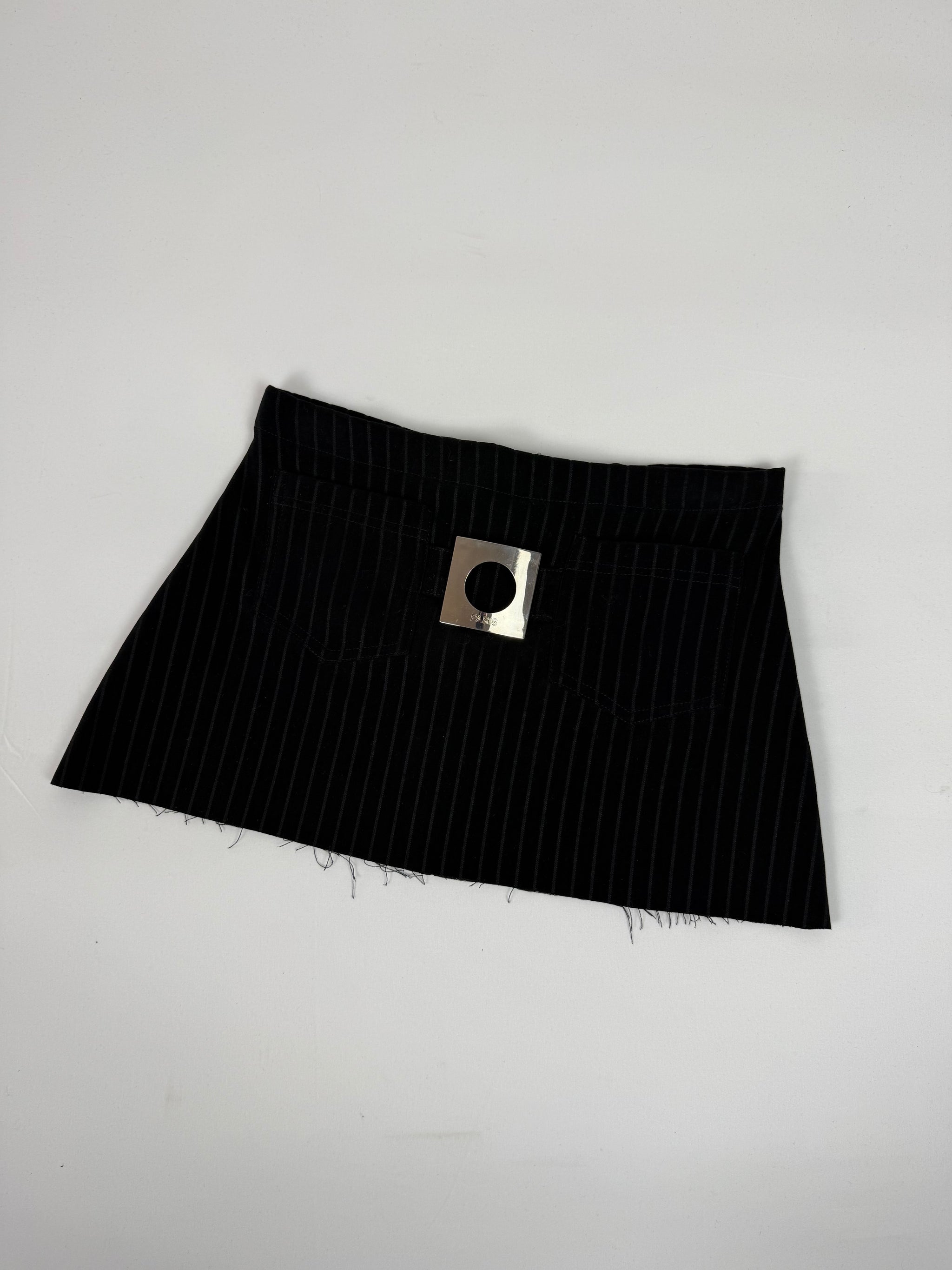 Black striped low rise mini skirt (S)