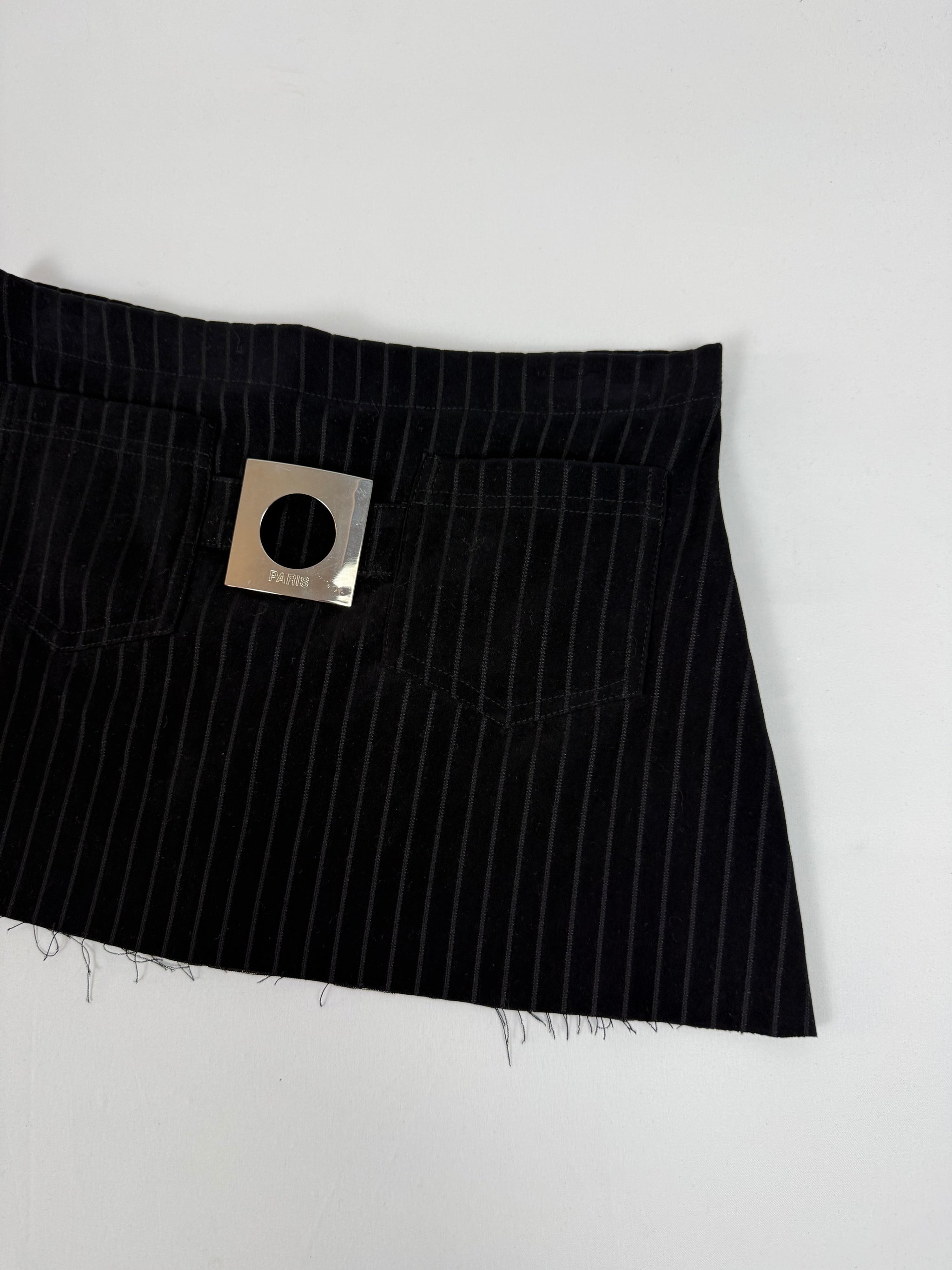 Black striped low rise mini skirt (S)