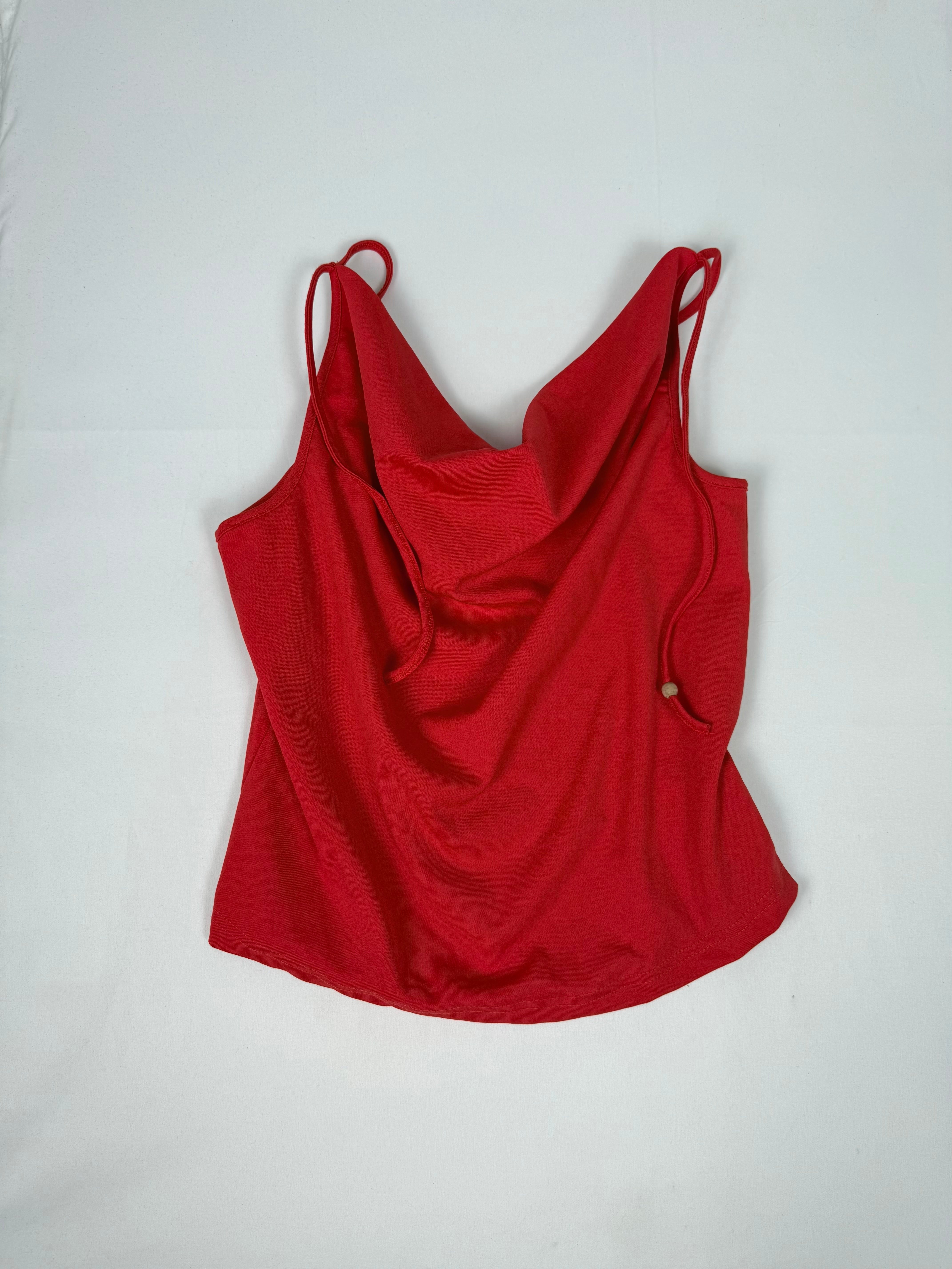 Plunge neck  stretchy halter top (M/L)