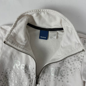 White zip up logo cotton sweatshirt (XS)