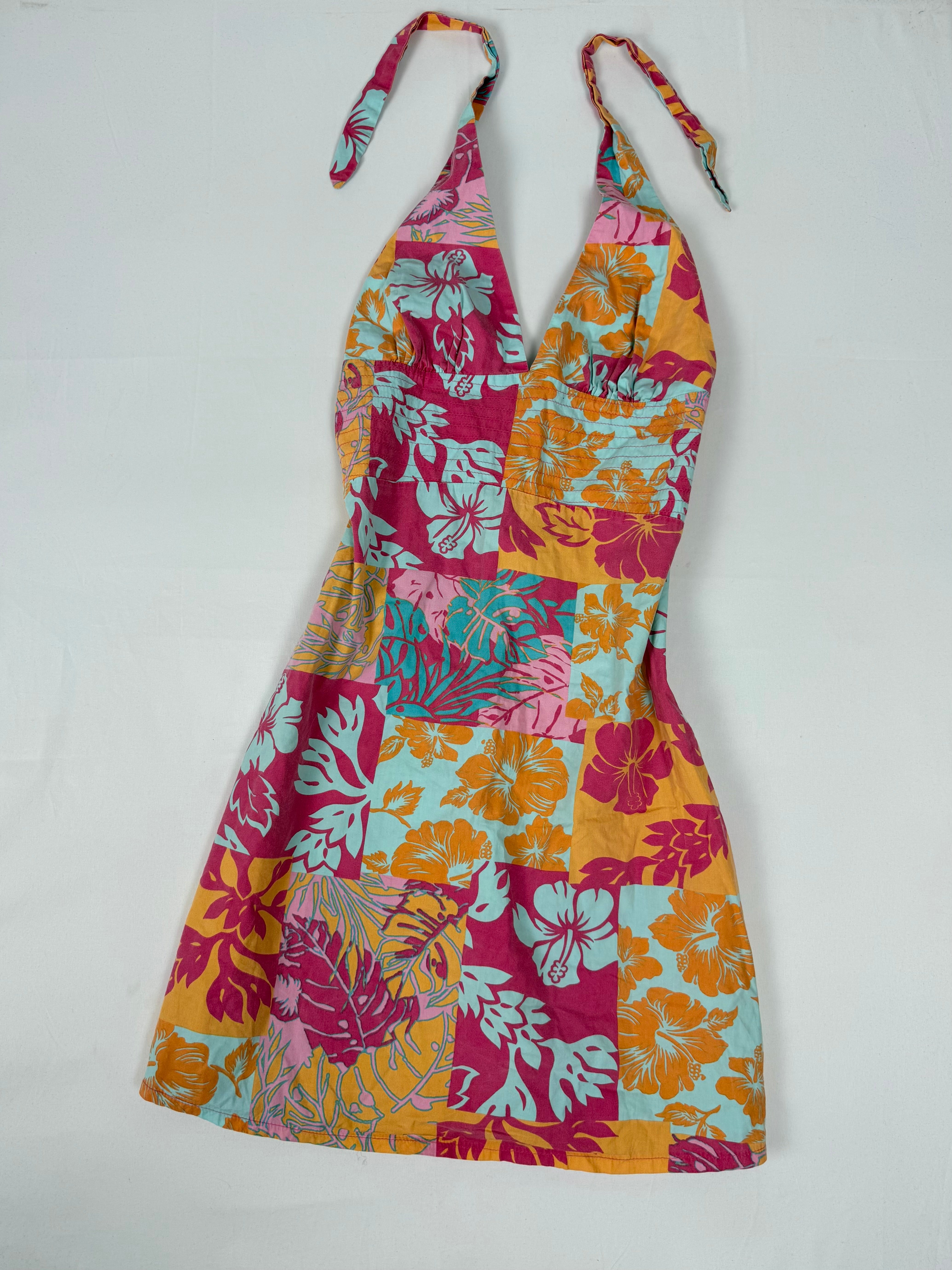 Robe courte hibiscus multicolore (S)