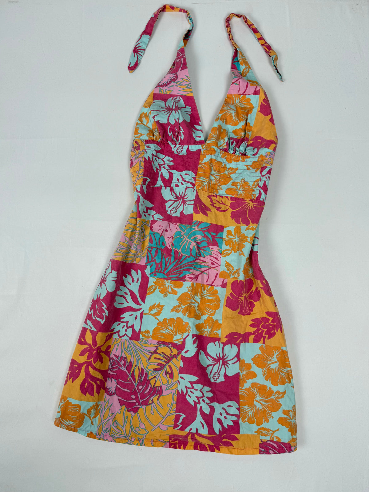 Robe courte hibiscus multicolore (S)