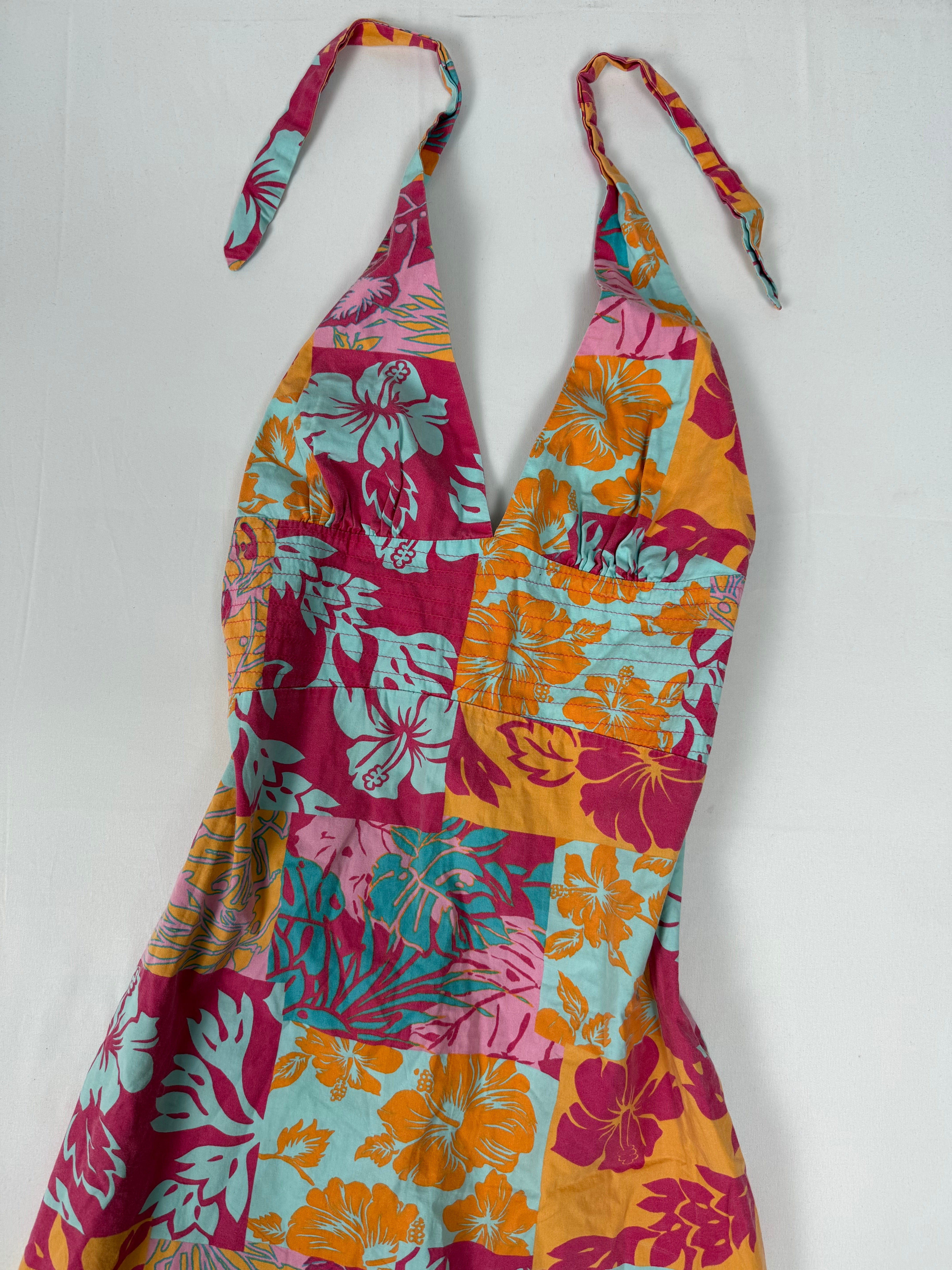 Robe courte hibiscus multicolore (S)