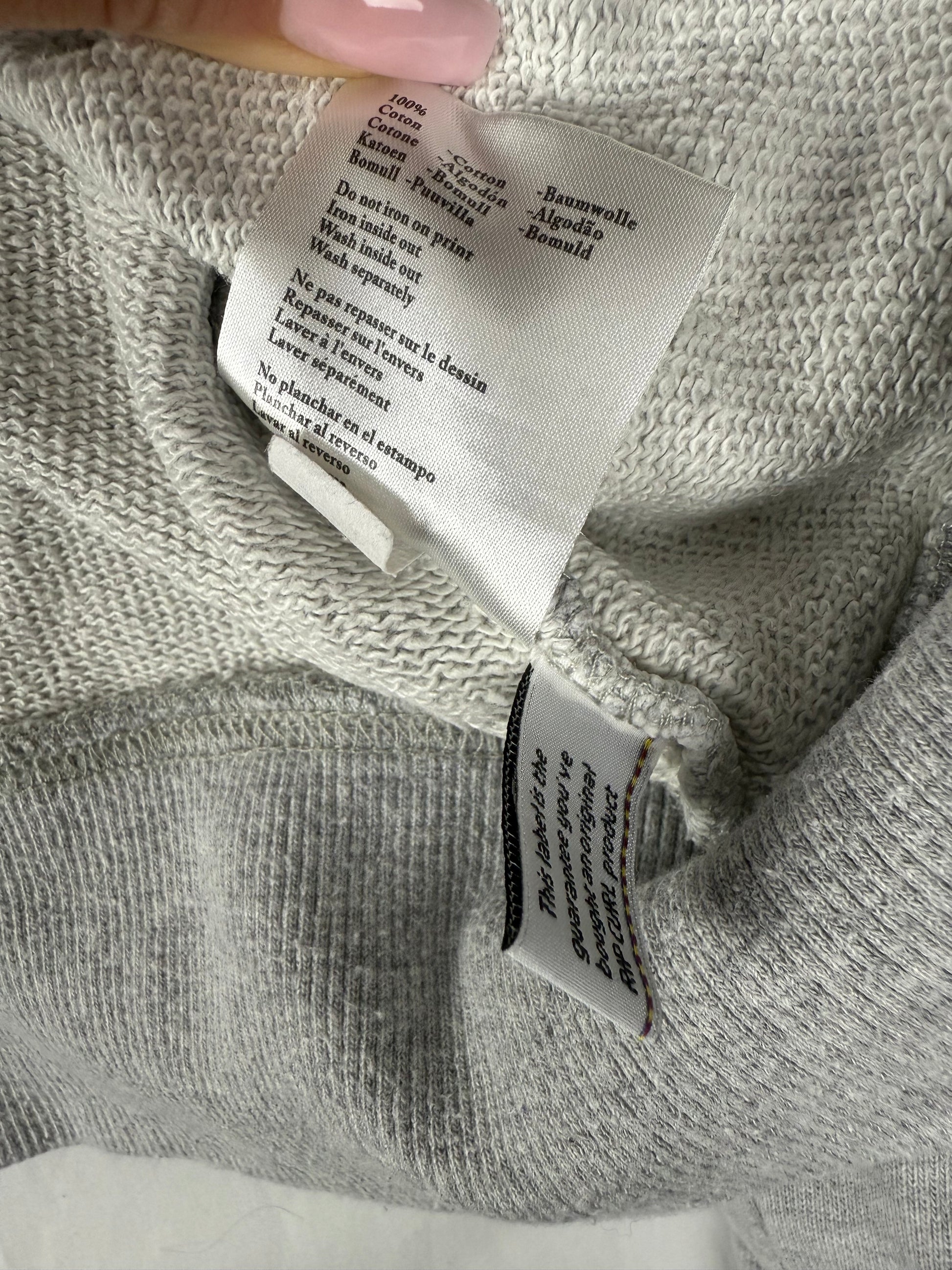 Grey zip up logo cotton hoodie (L)