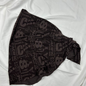 Brown graphic print pareo beachwear mini skirt (One size)