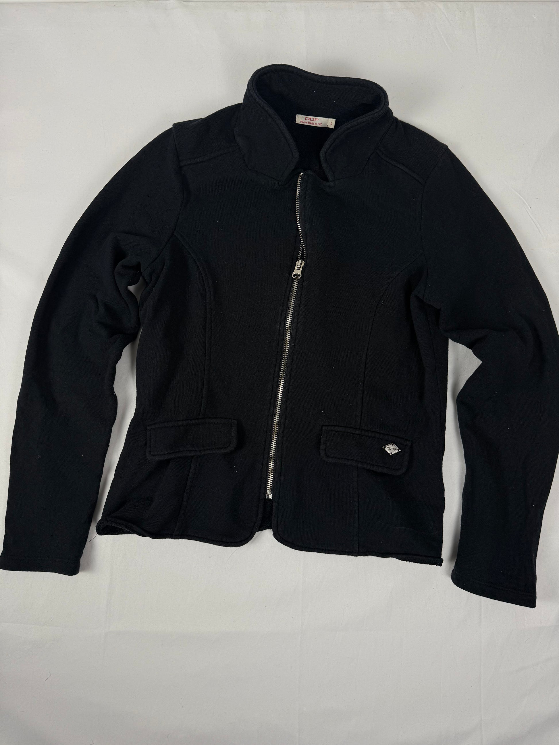 Black zip up 100% cotton sweatshirt jacket (L)