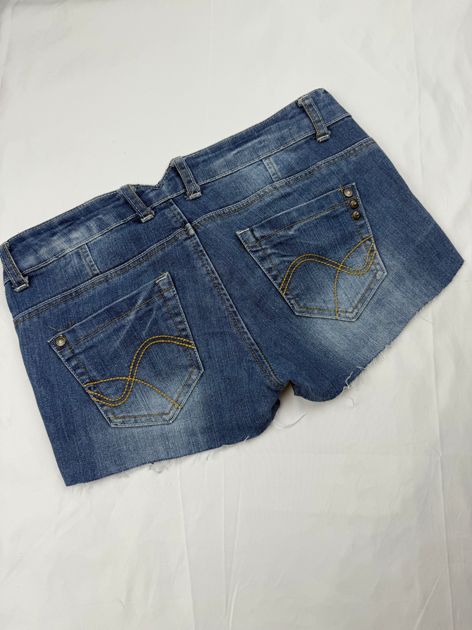 Blue denim low rise mini short (S)