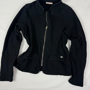 Black zip up 100% cotton sweatshirt jacket (L)