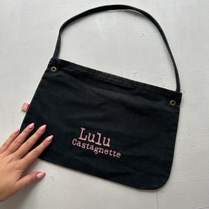 Navy denim y2k vintage baguette shoulder bag