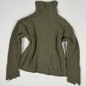 Khaki ribbed cotton jumper (S)