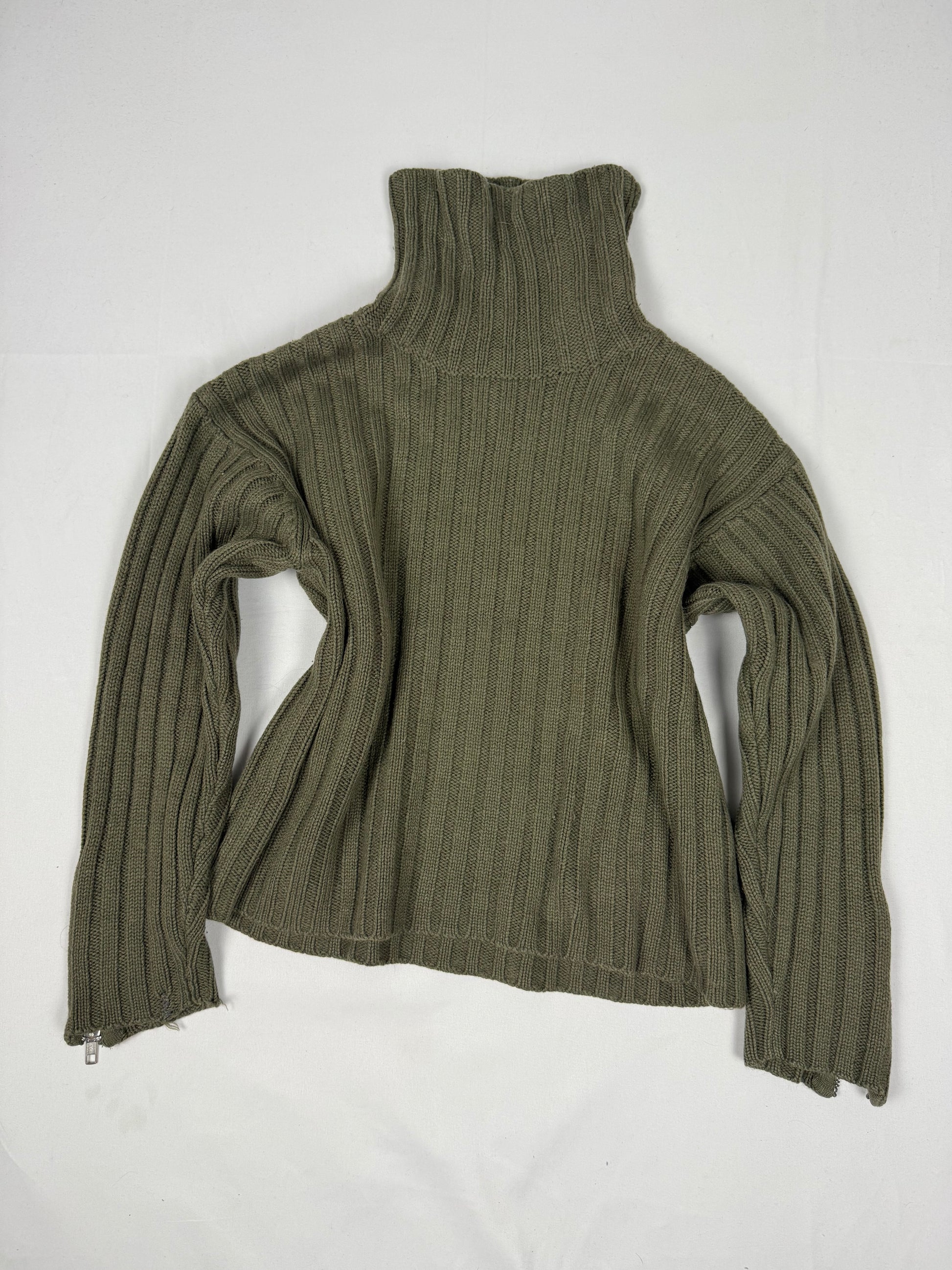 Khaki ribbed cotton jumper (S)