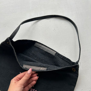 Navy denim y2k vintage baguette shoulder bag