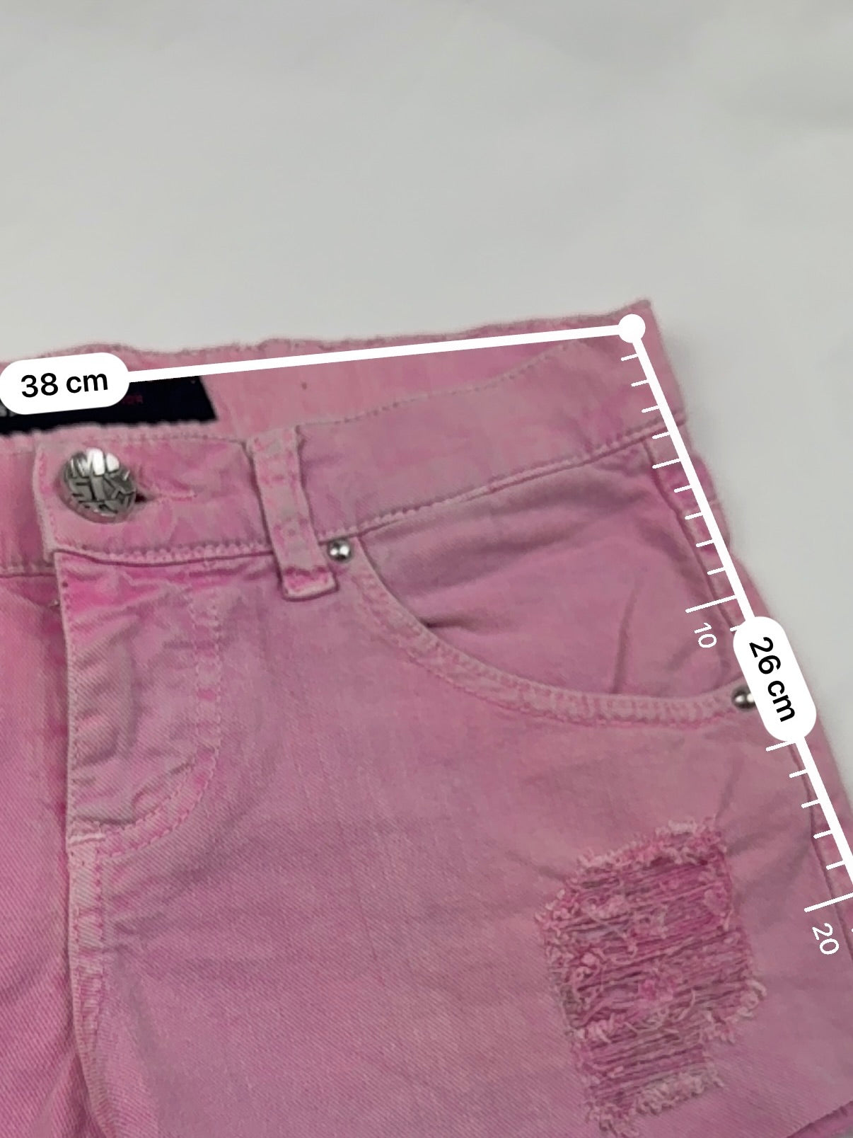 Pink denim low rise mini short (S)