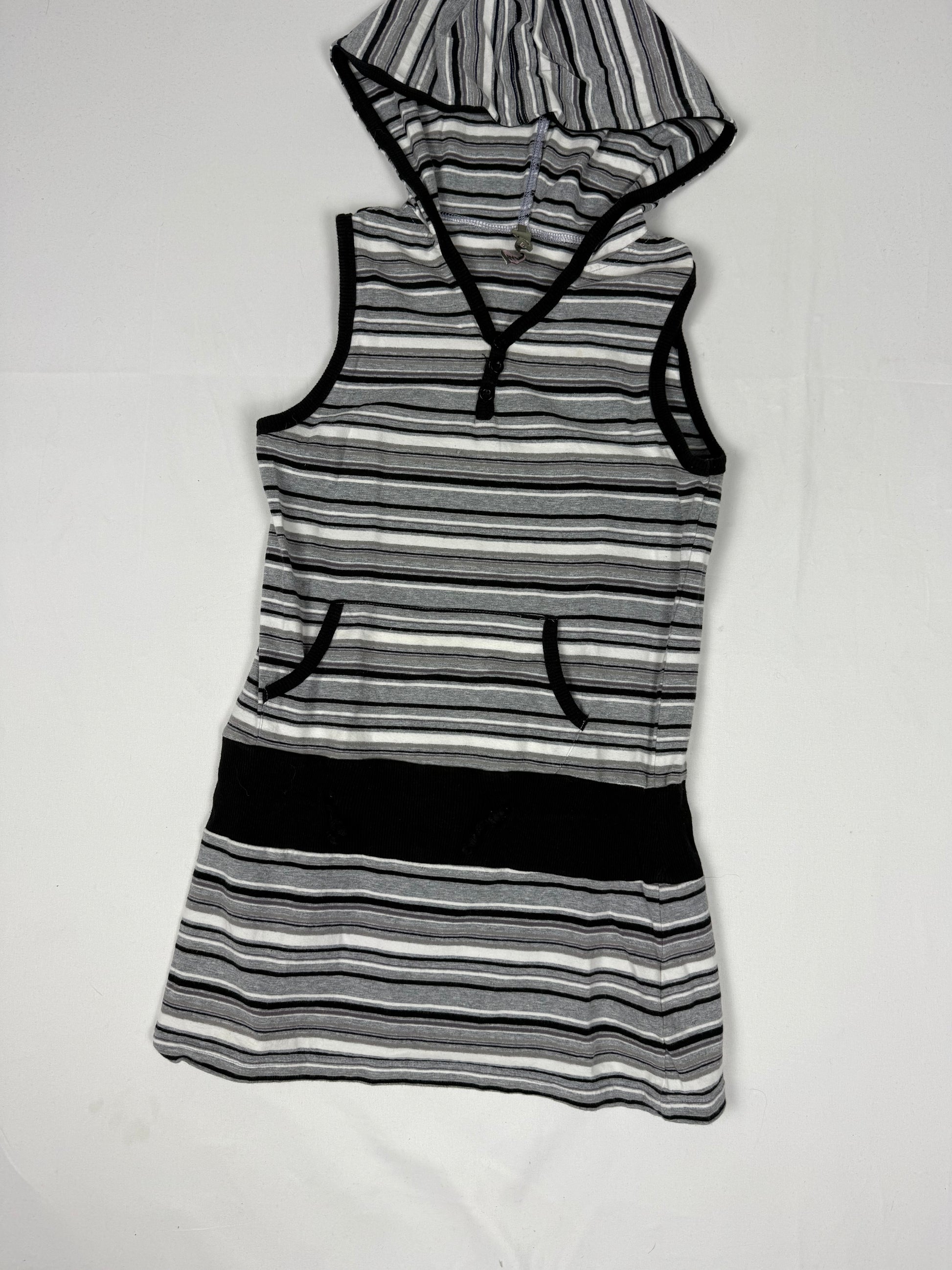 Grey & black striped coton hooded top (XS)