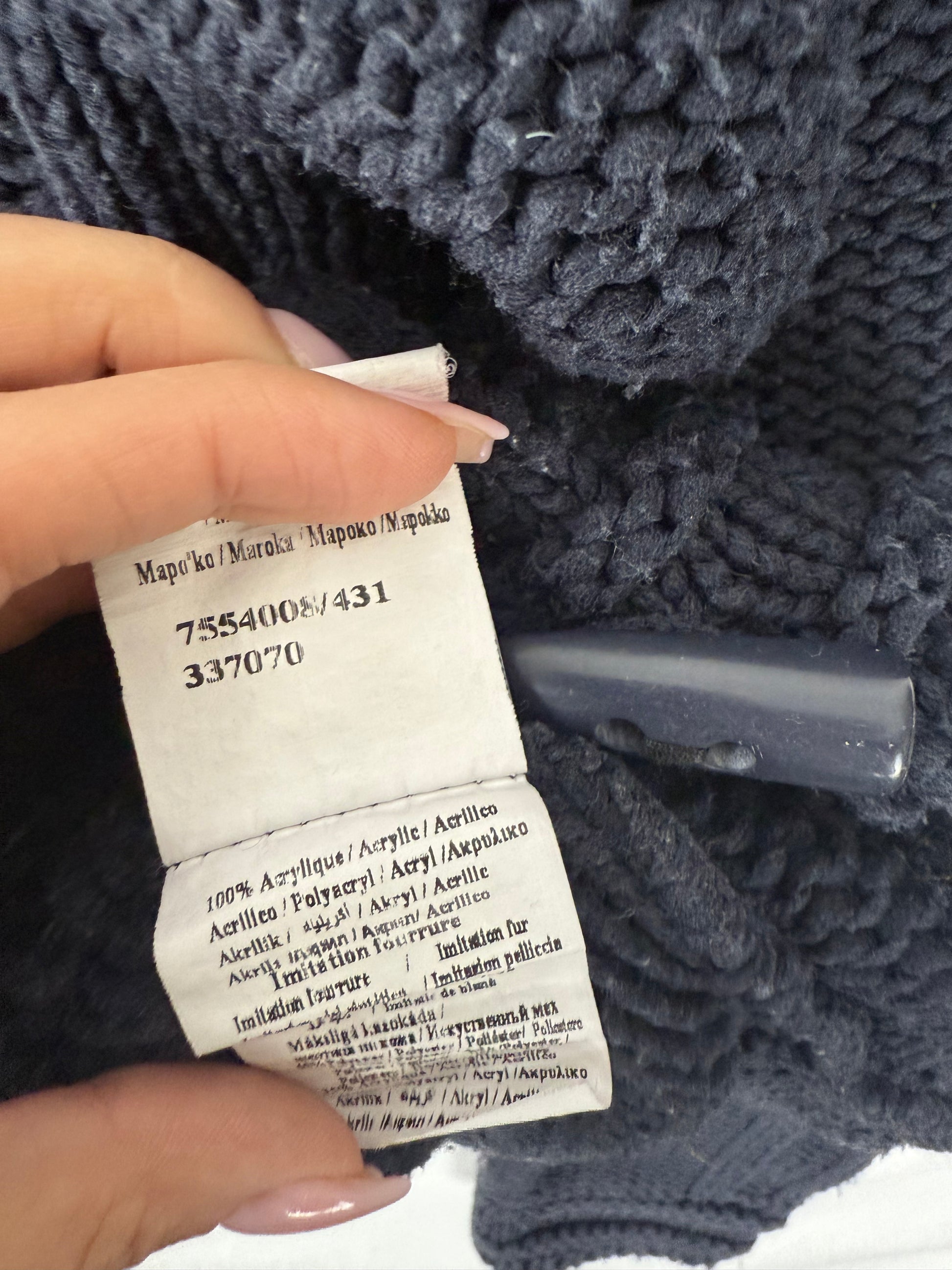 Navy cotton faux fur hooded cardigan  jumper (M/L)